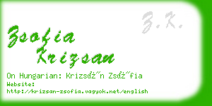 zsofia krizsan business card